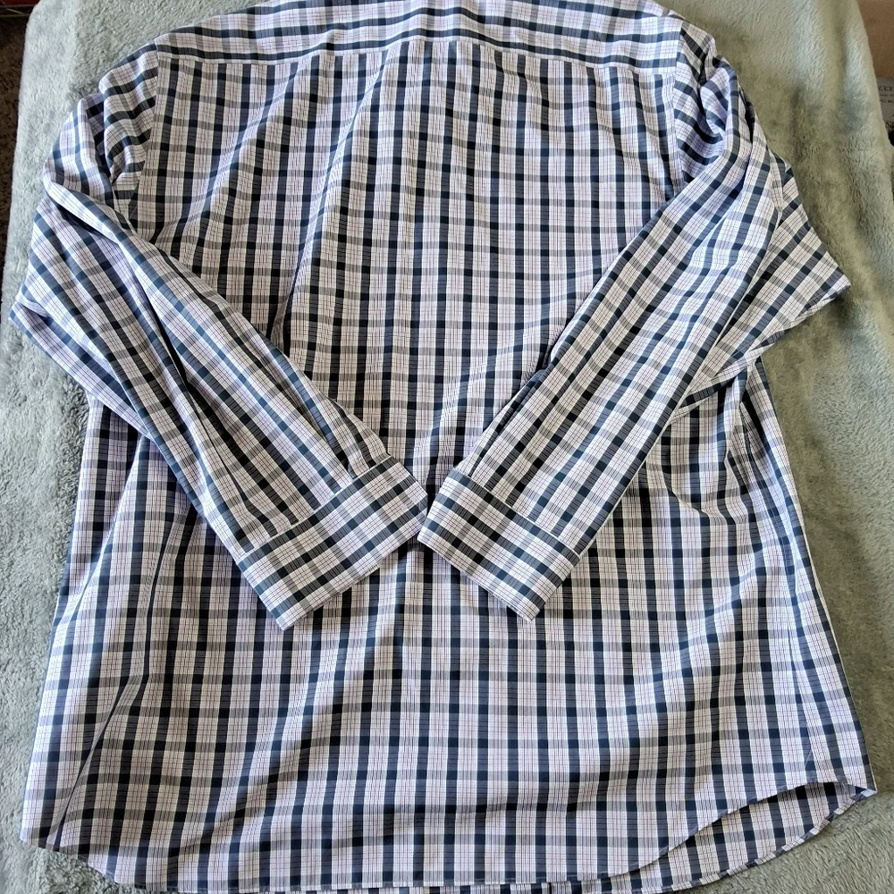Mens Banana Republic XXL Long Sleeve Button Down Purple Plaid Long Sleeve Shirt
